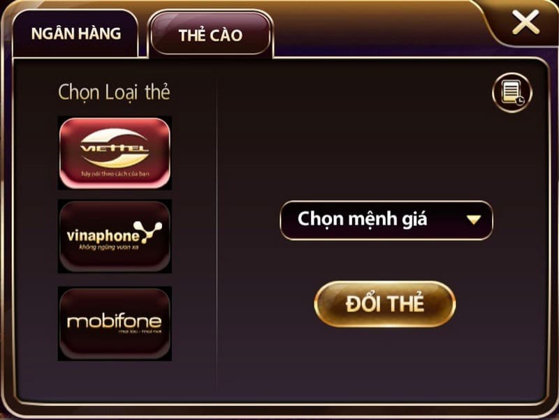Nạp tiền hệ thống qua đa dạng các hình thức cổng game cung cấp 