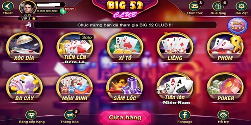 Kho game bài đầy ắp và được làm mới liên tục 